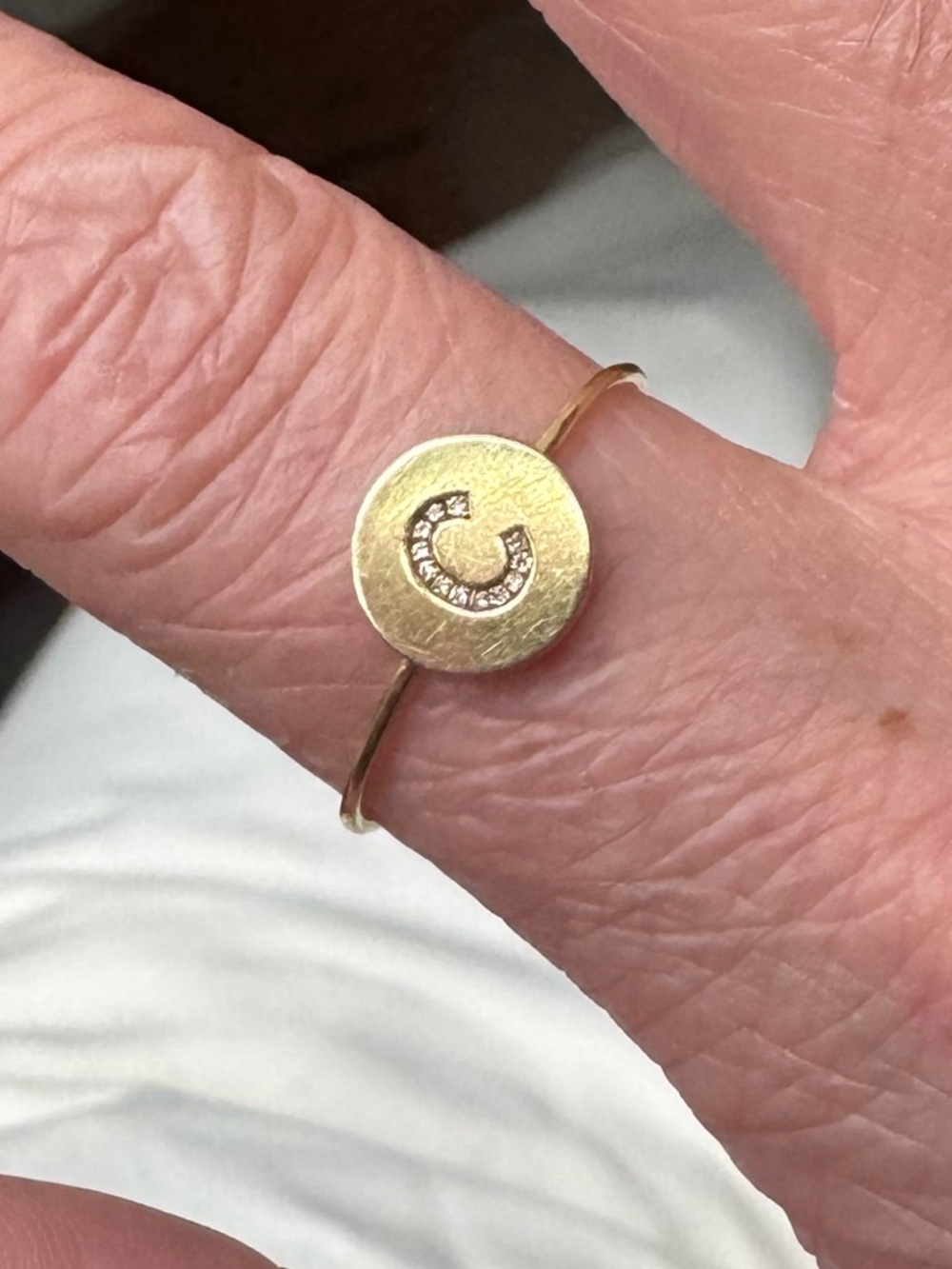 Jennifer Meyer 18k initial “c” ring diamonds - Picture 2 of 4